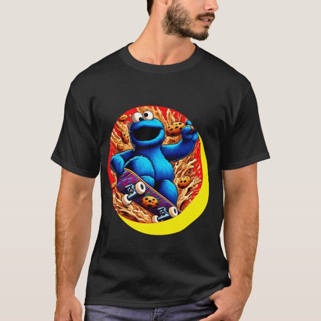 Cookie Monster Skateboarding T-Shirt (Front)