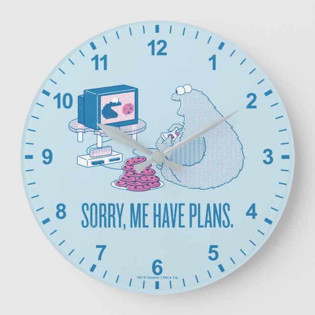 Cookie Monster | Sorry, Me Have Plans Large Clock (Front)