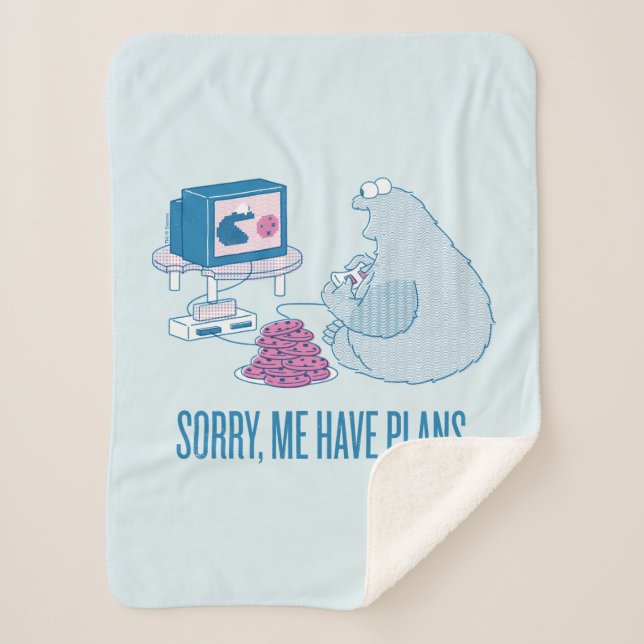 Cookie Monster | Sorry, Me Have Plans Sherpa Blanket (Front)