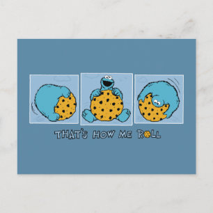 Cookie Monster   That's How Me Roll Postcard