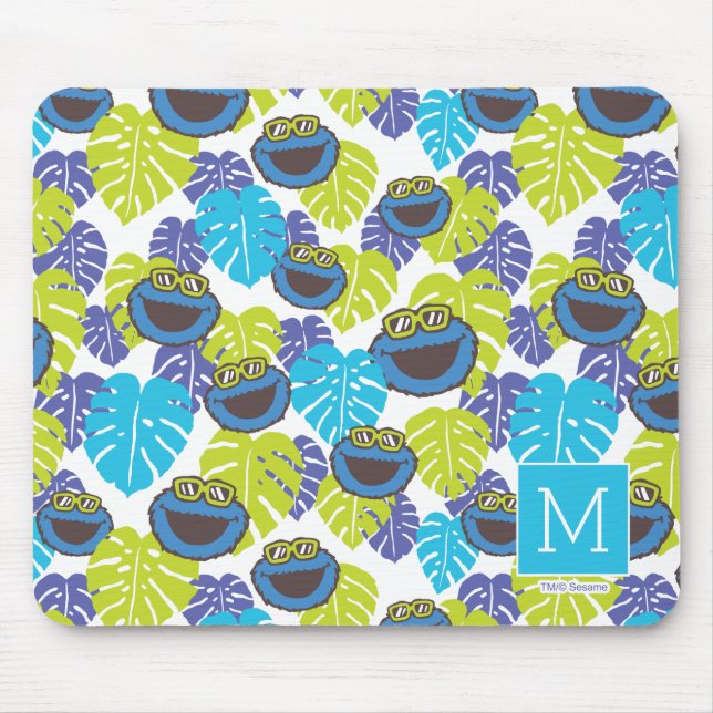 Cookie Monster | Tropical Pattern Mouse Pad (Front)