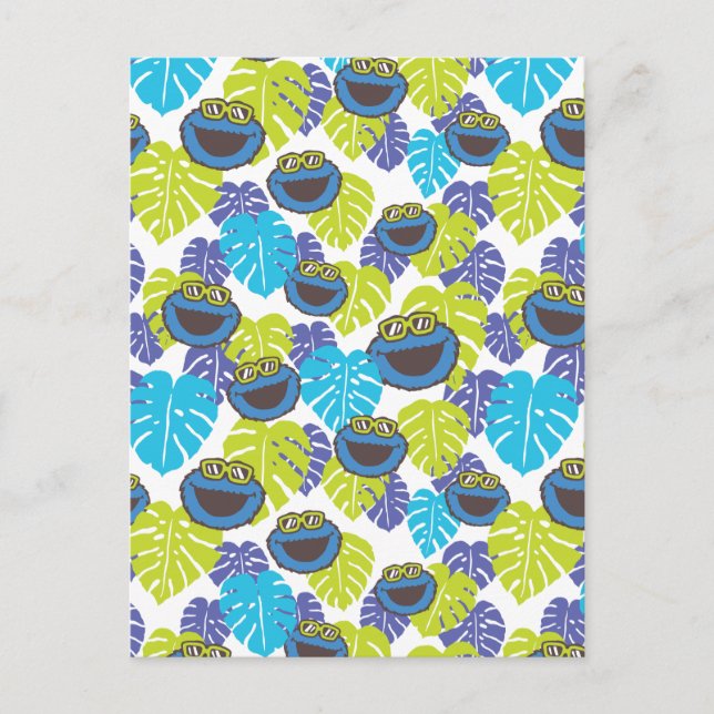 Cookie Monster | Tropical Pattern Postcard (Front)