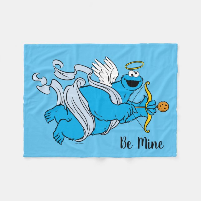 Cookie Monster Valentine's Cupid Fleece Blanket (Front (Horizontal))