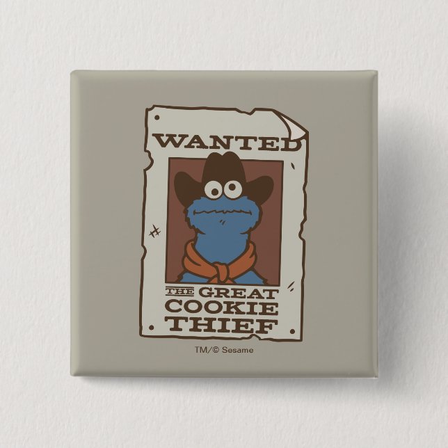 Cookie Monster | Wanted Poster 15 Cm Square Badge (Front)