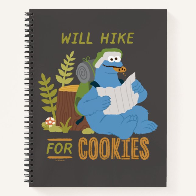 Cookie Monster | Will Hike For Cookies Notebook (Front)