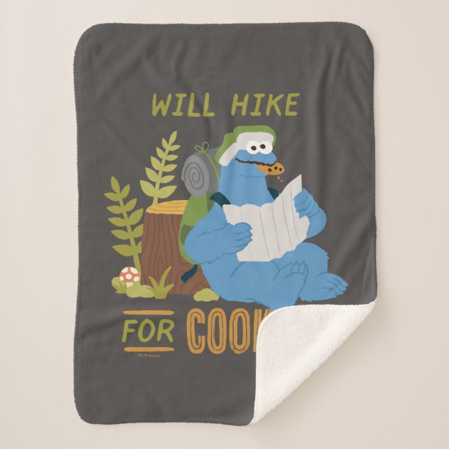 Cookie Monster | Will Hike For Cookies Sherpa Blanket (Front)