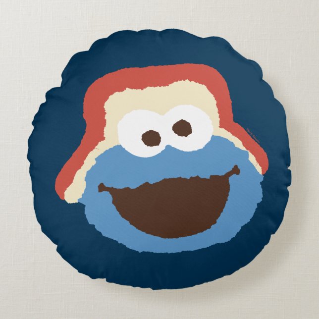 Cookie Monster Woodland Face Round Cushion (Front)
