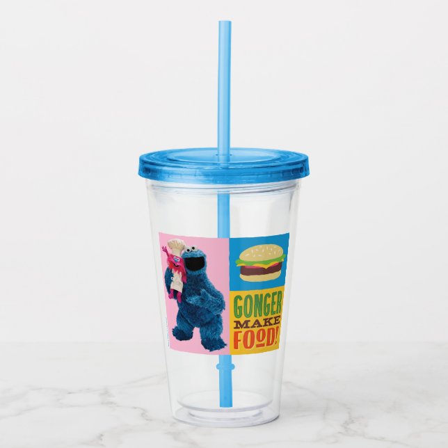 Cookie Monster's Foodie Truck | Gonger Make Food Acrylic Tumbler (Front)