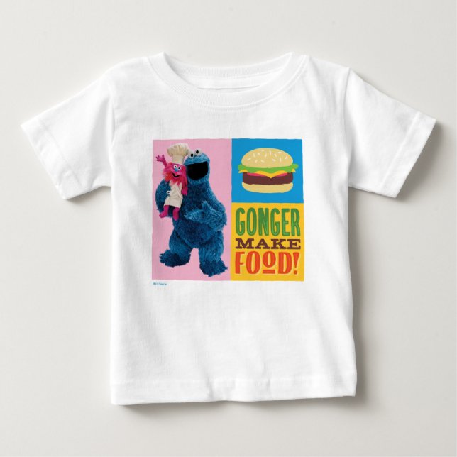 Cookie Monster's Foodie Truck | Gonger Make Food Baby T-Shirt (Front)