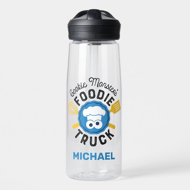 Cookie Monster's Foodie Truck Log  | Add Your Name Water Bottle (Front)