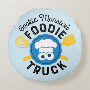 Cookie Monster's Foodie Truck Logo Round Cushion