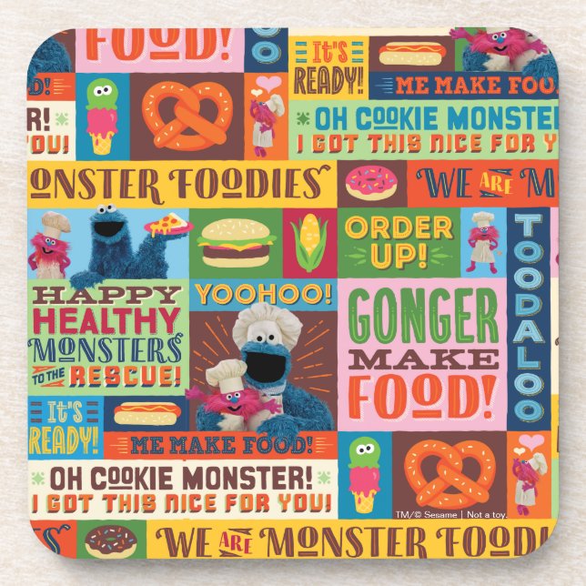 Cookie Monster's Foodie Truck Pattern Coaster (Front)