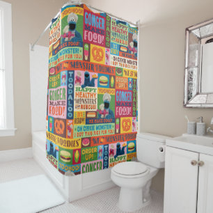 Cookie Monster's Foodie Truck Pattern Shower Curtain