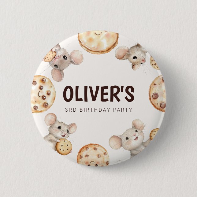 Cookie & Mouse Kids Birthday Button (Front)