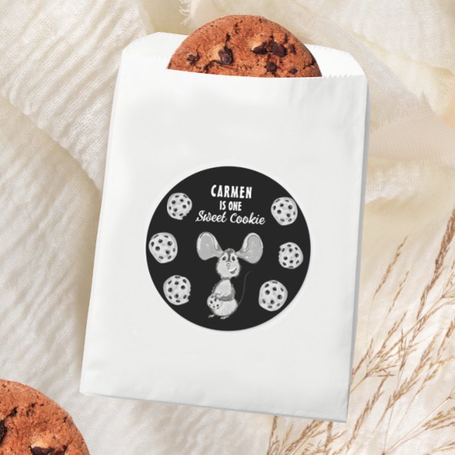 Cookie Mouse Sweet First Birthday Classic Round Sticker (Creator Uploaded)