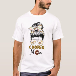 Cookie Mum Girl Troop Messy Bun Sunglasses T-Shirt