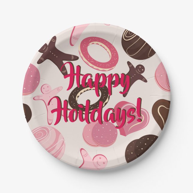 Cookie Party Fun Happy Holidays! Paper Plate (Front)