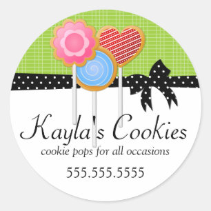 Cookie Pops Green Bakery Classic Round Sticker