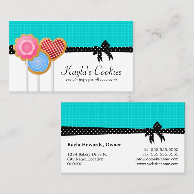 Cookie Pops Turquoise Business Card (Front/Back)
