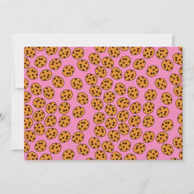 cookie print on pink wrapping paper invitation (Front)