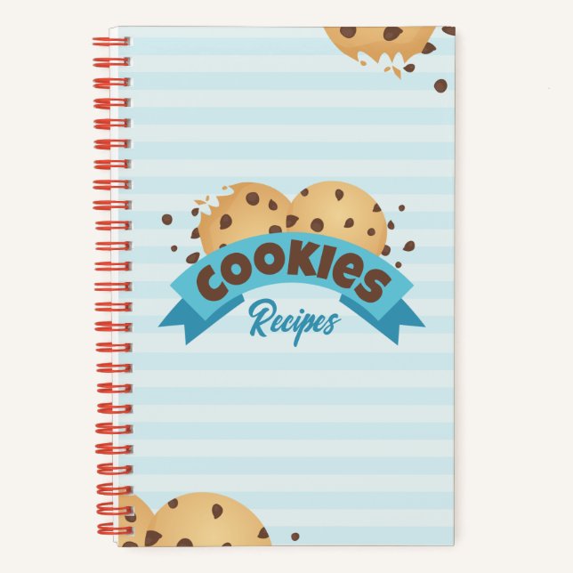 Cookie Recipe Book with Blue Stripes (Front)
