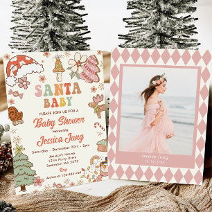 Cookie Santa Baby Christmas Baby Shower Party  Invitation