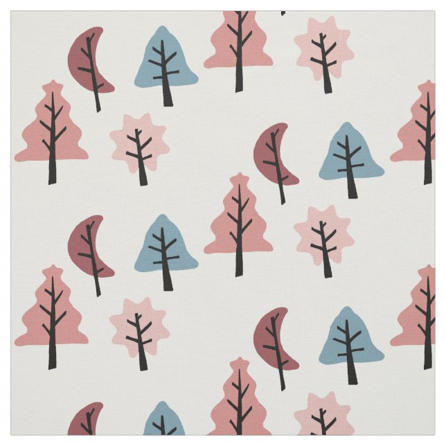 Cookie Shape Tree Pastel Pink Holiday Pattern Fabric (Swatch)