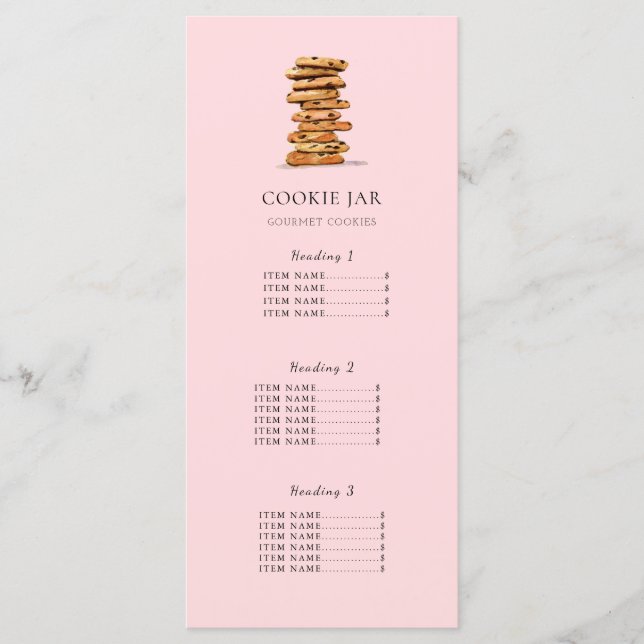 Cookie shop price list/ Menu Card Pink (Front)