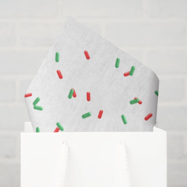 Cookie Sprinkles Red Green Sweet Christmas Fun Tissue Paper (Gift Bag)