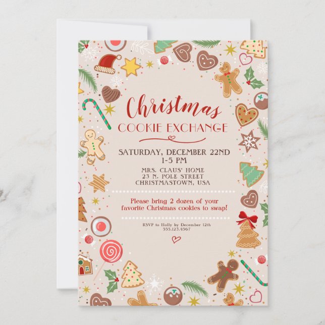 Cookie Swap Exchange Holiday Party Invite (Front)