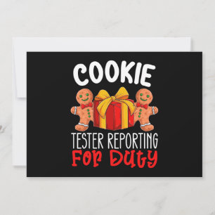 Cookie Tester Reporting For Duty Funny Christmas Invitation