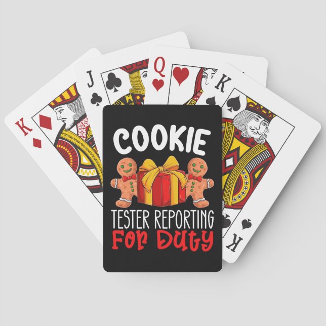 Cookie Tester Reporting For Duty Funny Christmas Playing Cards (Back)