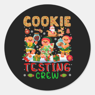 Cookie Testing Crew Xmas Three Cookies Santa Sleig Classic Round Sticker