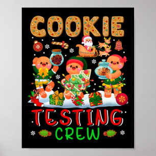 Cookie Testing Crew Xmas Three Cookies Santa Sleig Poster