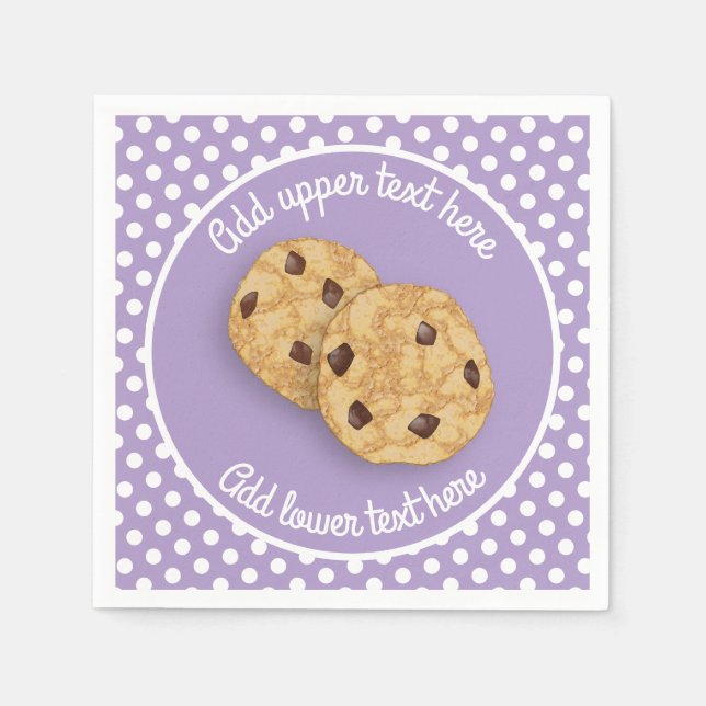 Cookie themed polka dot background own custom text napkin (Front)