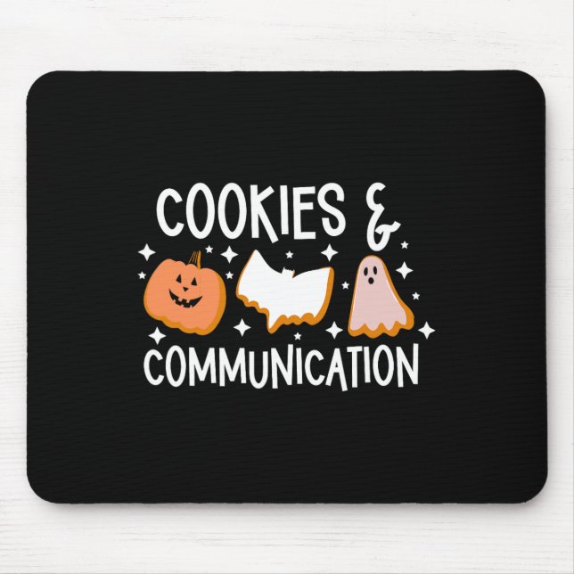 Cookies &amp; Communication Funny Halloween Design Mouse Pad (Front)