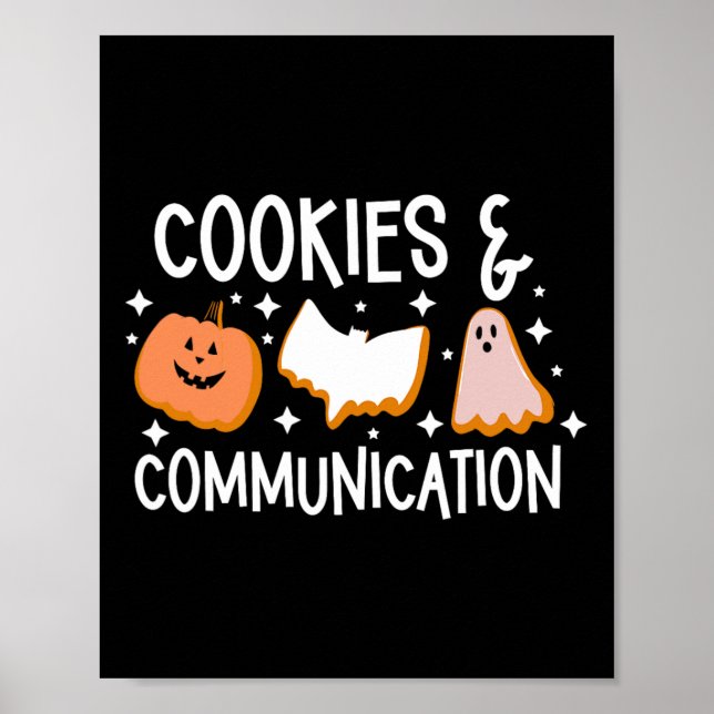 Cookies &amp; Communication Funny Halloween Design Poster (Front)