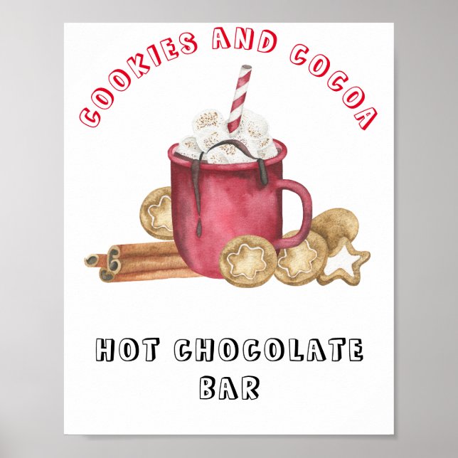 Cookies and cocoa baby shower Hot chocolate bar Poster (Front)