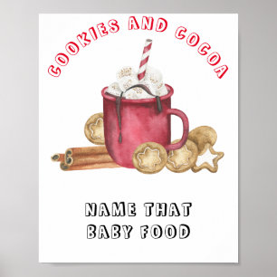 Cookies and cocoa baby shower Name that baby food Poster