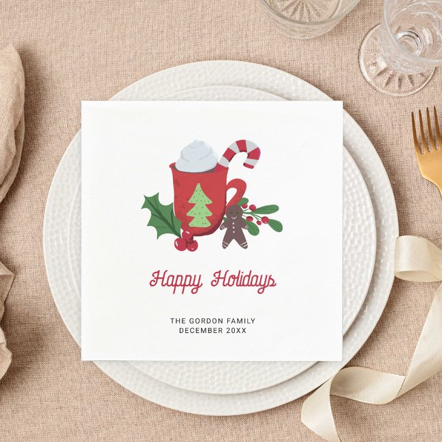 Cookies and Cocoa Christmas Custom Holidays Cute Napkin (Creator Uploaded)