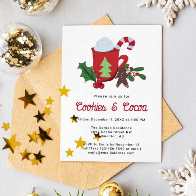Cookies and Cocoa Christmas Holiday Party Cute  Invitation (Creator Uploaded)