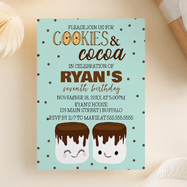Cookies and Cocoa Kawaii Birtday Invitation (Creator Uploaded)