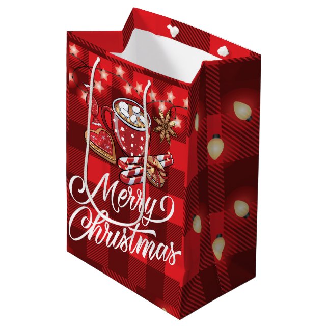 Cookies and Cocoa Merry Christmas Medium Gift Bag (Front Angled)