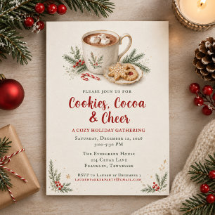 Cookies and Cocoa Party Watercolor Christmas Party Invitation