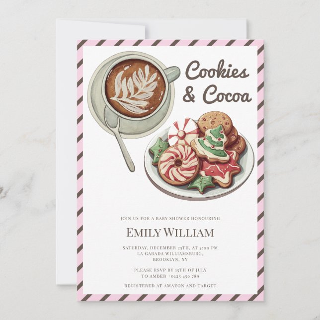 Cookies and Cocoa Warm Pastel Pink Baby Shower  Invitation (Front)