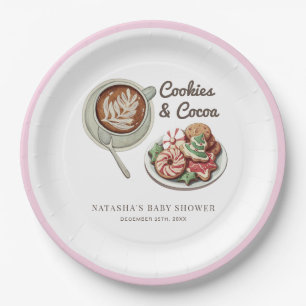 Cookies and Cocoa Warm Pastel Pink Baby Shower Paper Plate