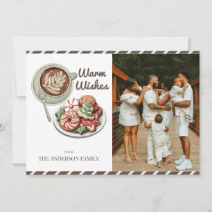 Cookies and Cocoa Warn Wishes Christmas Photo Holiday Card