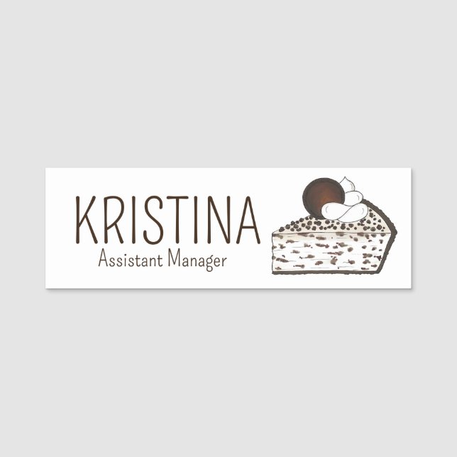 Cookies and Cream Pie Shop Dessert Slice Bakery Name Tag (Front)