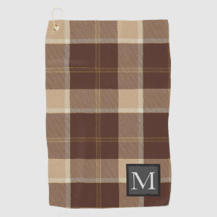 Cookies and Cream TARTAN Brown Monogrammed Golf Towel