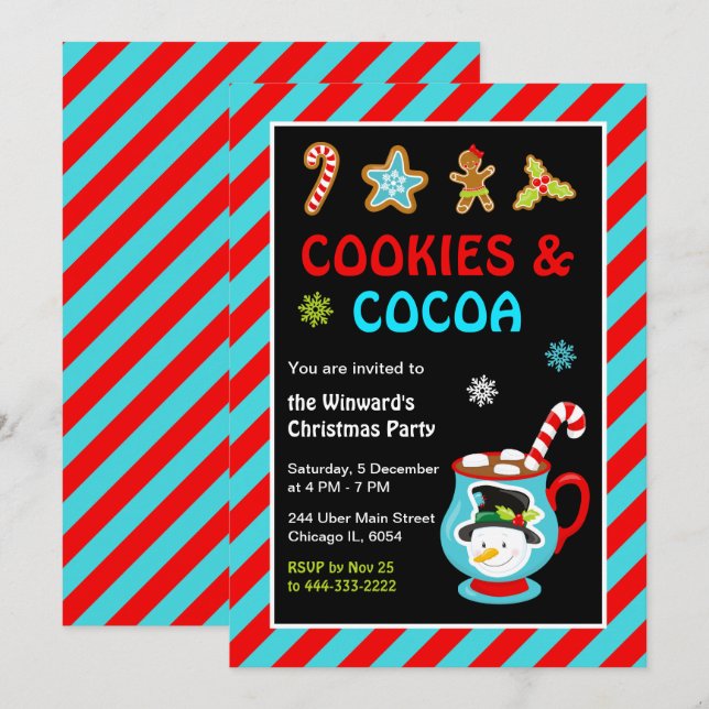 Cookies and Hot Cocoa Christmas Party Invitation (Front/Back)